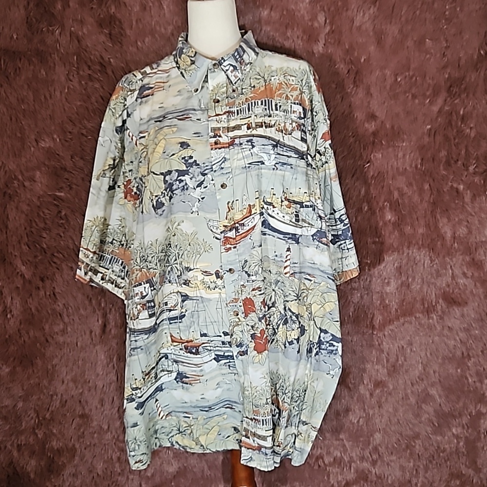 Harbor Bay Button Up Men's Boat Beach Short Sleeve Shirt